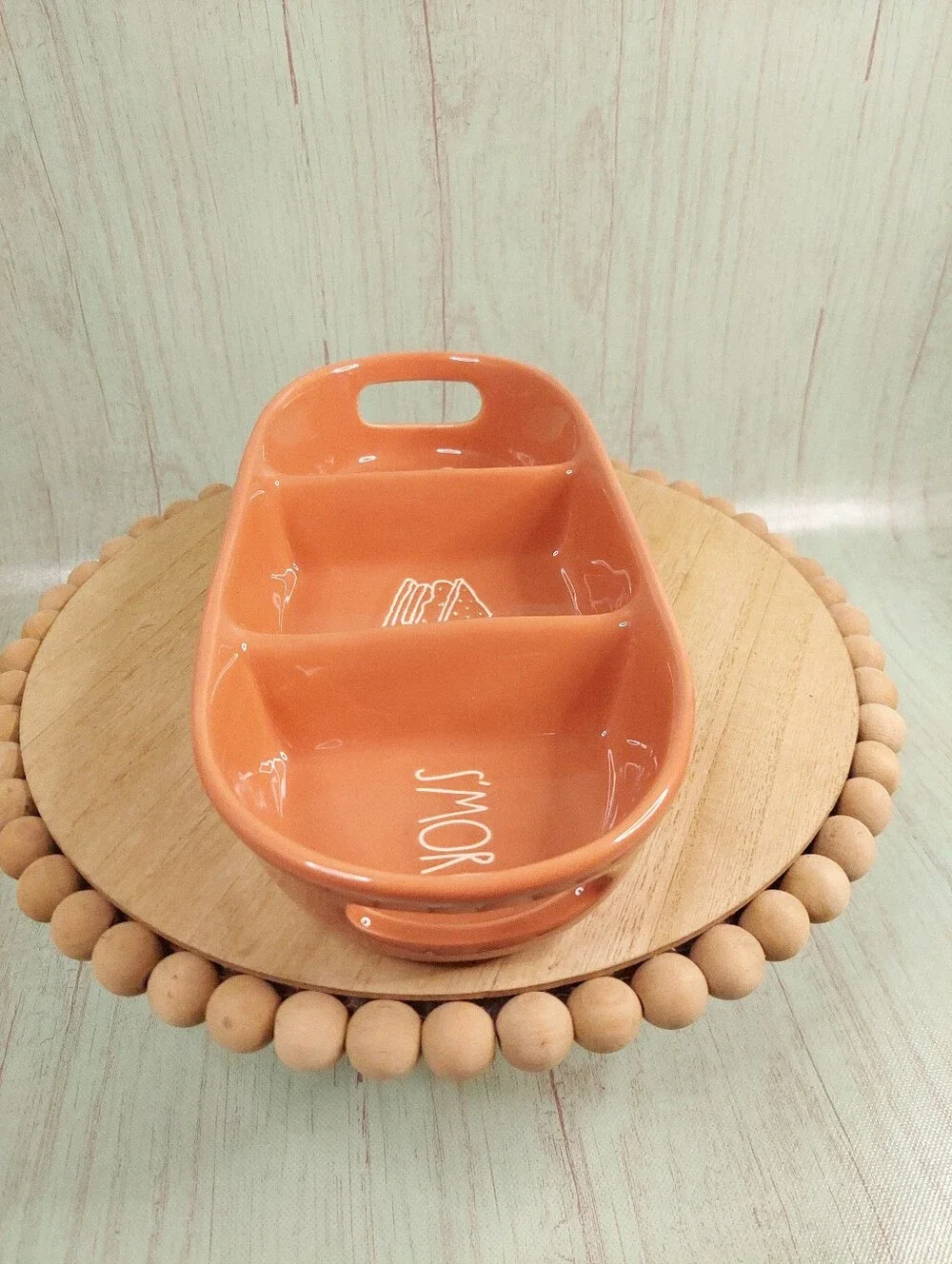Rae Dunn MORE SMORES Ceramic Serving Tray Artisan Collection Magenta Orange